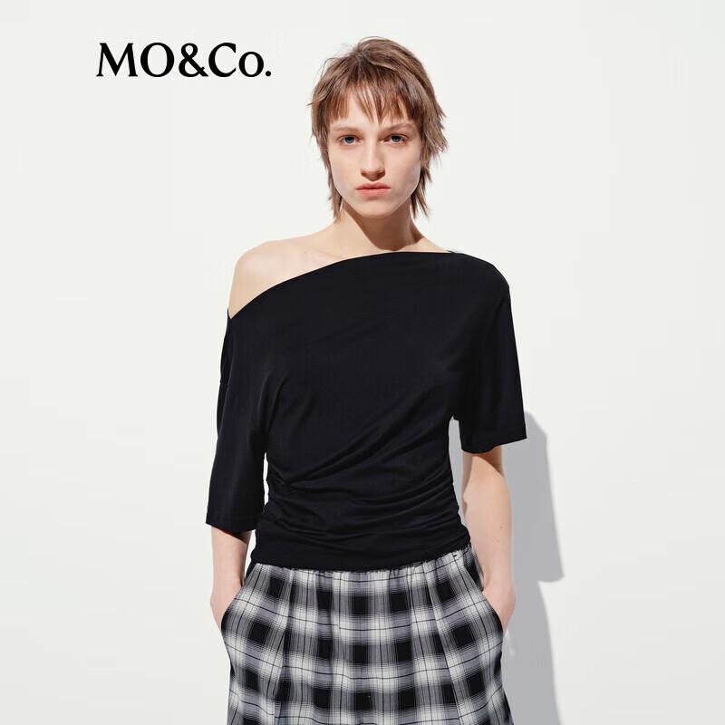 MO&Co. Modal Blend Pleated Off-Shoulder Short-Sleeve Top