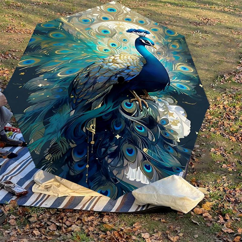 1PC peacock feathers Automatic Open/Close Umbrella Compact Folding Umbrella with 8-Rib Shaft lightweight esign, Highquality Fabric1150A