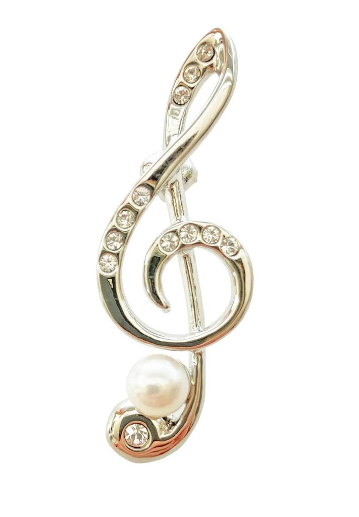 Akoya Pearl Pin Treble Clef Pearl Brooch [enyapearl] Brooch, ABR227,