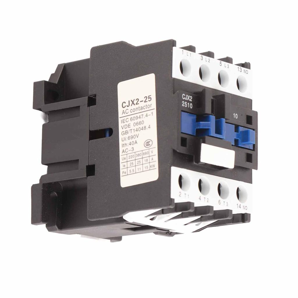 AC110V Contactor 3 Poles Normally Open Contactor Silver Contact DIN Rail Mounting CJX2 2510