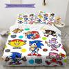 Sonic Hedgehog Pattern Bedding Quilt Set Quilt Cover Pillowcase Home Birthday Gift(1 * Duvet Cover + 2 * Pillowcase, Without Core)