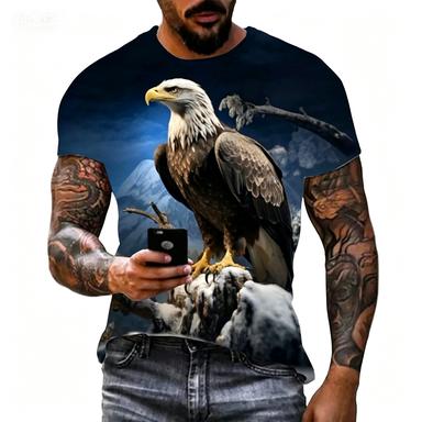 Summer Realistic Animal Printed Short Sleeved Men's Niche Tough Guy Style Breathable T-shirt