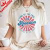 Retro America Shirt America The Beautiful 4th Of July Tops Fourth Of July Patriotic Usa Gift Unisex Graphic Tee