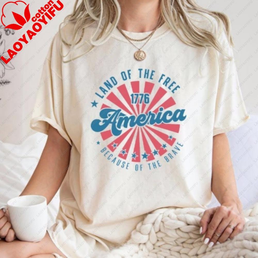 Retro America Shirt America The Beautiful 4th Of July Tops Fourth Of July Patriotic Usa Gift Unisex Graphic Tee