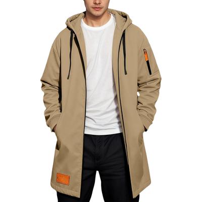 Spring Autumn Men's Casual Hooded Hoodies Solid Color Medium Length Hoodie Coats Sports Multi Pocket Jackets
