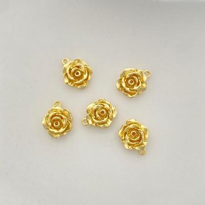 18k Gold-Copper Camellia Rose Pendant - High Color Retention Small Flower Accessory