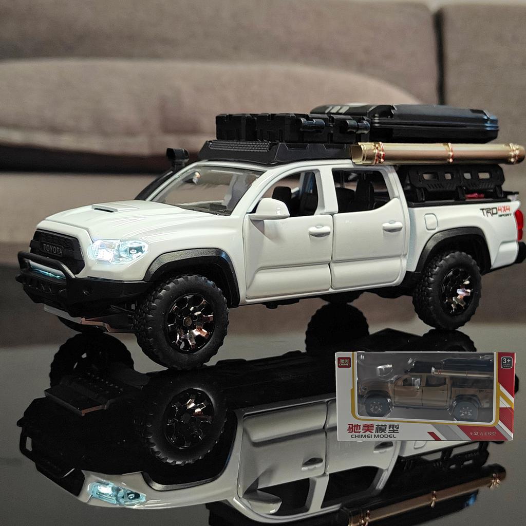 1:32 Scale Toyota Tacoma TRO Off Road Pickup Truck Alloy Diecast Travel Version Model Sound & Light Mini GT Ornament Collection
