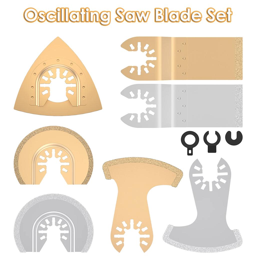7 Pcs Oscillating Saw Blade Set Quick Release Swing Multi Tool Blade Carbide Professional Tile Grout Concrete Grinding Saw Blade