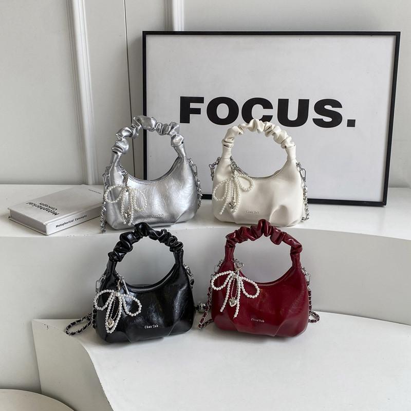 Korean Edition Cloud Shape Pu Tote Bag With Chain And Bow For Summer Fashion