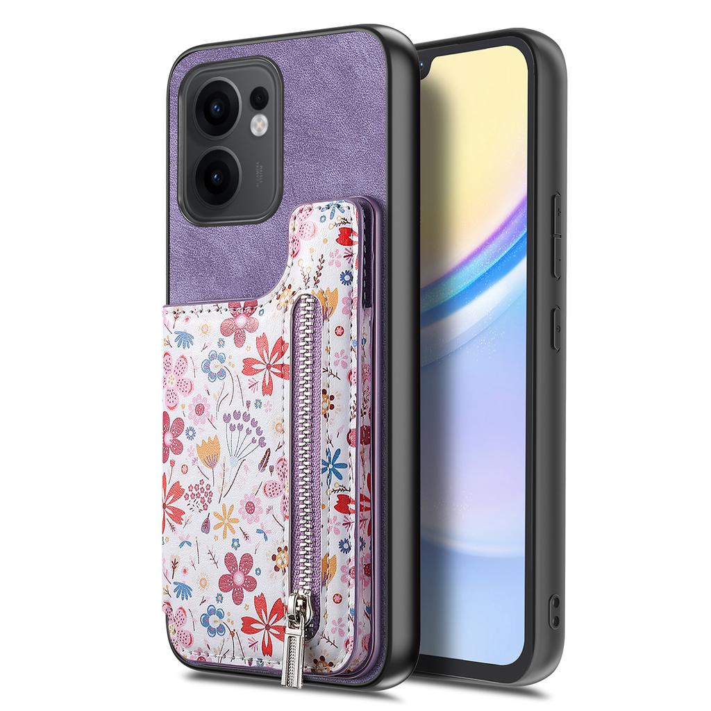 Für Oppo Reno13 F 5G Leder Handyhülle mit RFID-Blockierung Reißverschluss Kartenfach Ständer