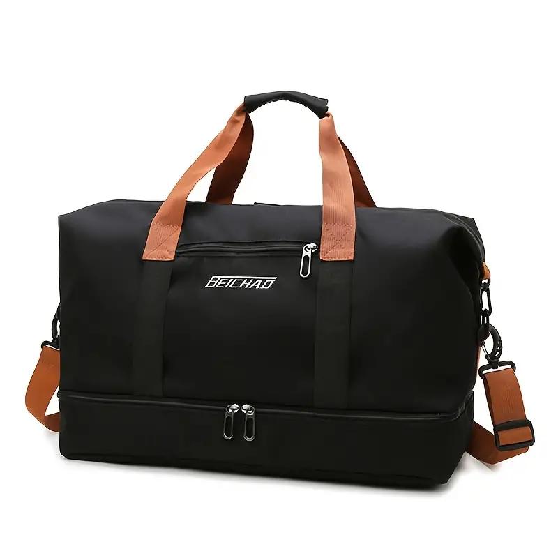 Bolsa esportiva de nylon, bolsa de viagem de grande capacidade com separação úmida e seca, ombro casual e bolsa de mão transversal para homens e mulheres