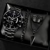Watch Men's Set Gift Dial with Calendar Steel Belt Men's Watch Business Luminous Watch