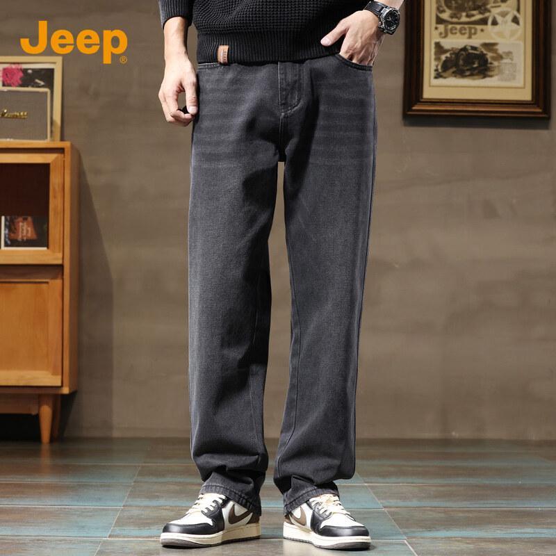 JEEP Men's Loose Straight-Leg Jeans (Fleece-Lined Optional)