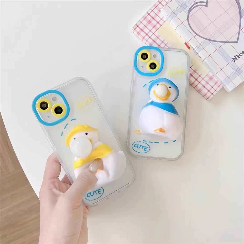 Free Shipping Cute 3D Duck Stress Relief Fancy Mobile Phone case for iPhone 16 15 14 13 Pro Max Soft Bumper Cover Promotion