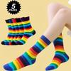Halloween Socks Pure Cotton Rainbow Striped Socks Women's Summer Deodorant Knee Stockings Dance Socks