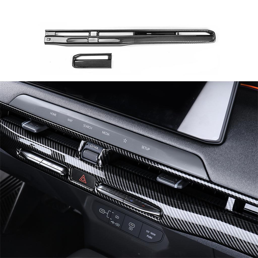 For Kia EV3 2024 2025 Tuning Carbon Fiber ABS Dashboard Middle Air Conditioner Vent Cover Trim Car Interior Accessories LHD