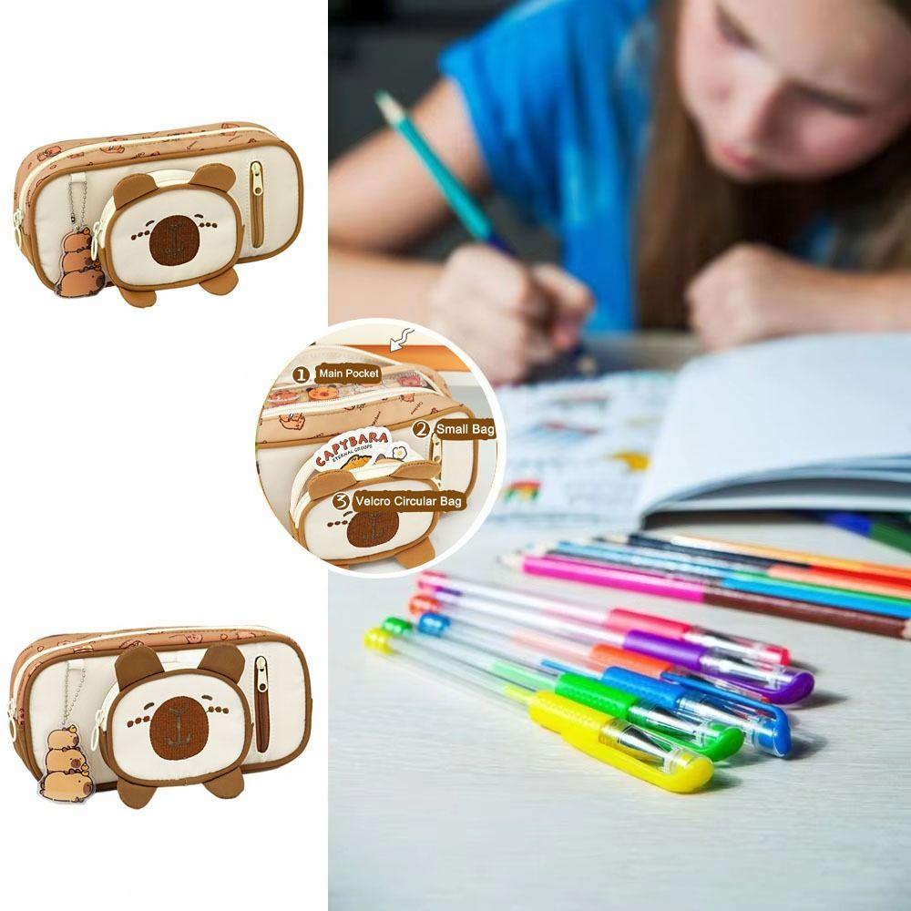 Large Capacity Capybara Pen Bag Detachable Cartoon Pencil Case Lovely Capybara Pencil Case Student