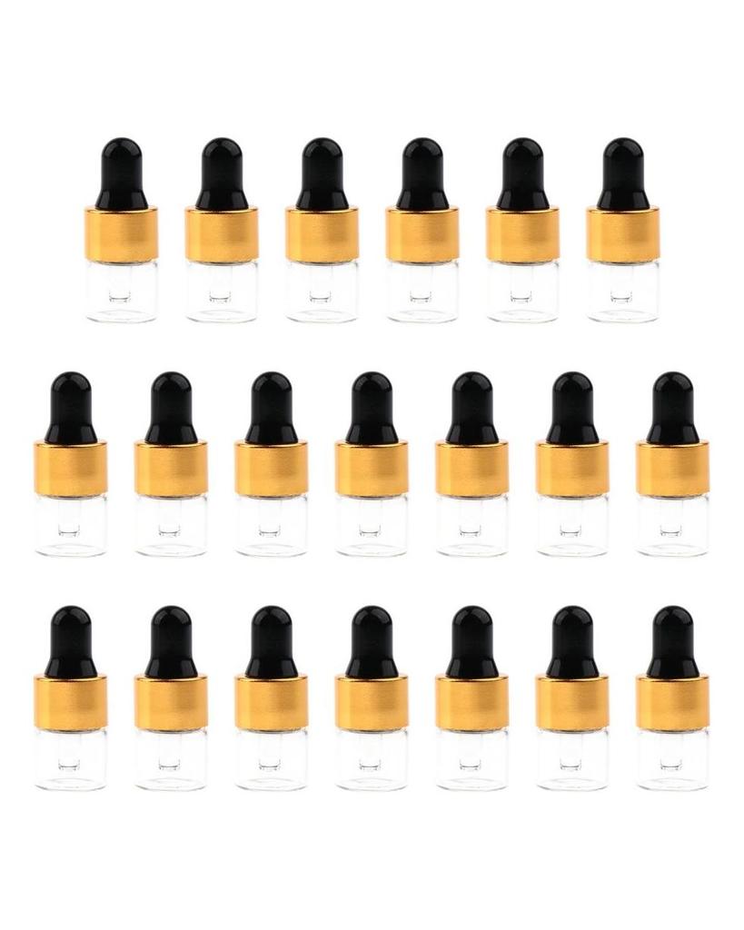 20 Pieces Travel Empty Glass Essential Oil Refillable Dropper Bottles 1 ML