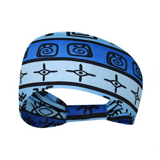 Women Wide Boho Print Headband Yoga Workout Knotted Stretch Sports Hairband Vintage Ethnic African Head Wrap