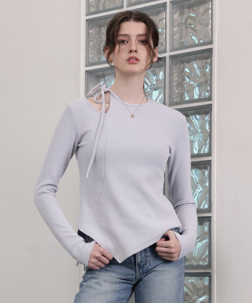 Leobeucham [Celina Cut-Out Ribbon Knit Top_Sky] Celina Cut-Out Ribbon Knit Top_Sky