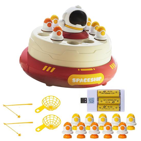 

1 комплект, настольная игра, ракетная установка, вращающийся космический корабль, игрушка, прыгающий ловец ракет, фокус для родителей и детей, интерактивное магнитное обучение красный
