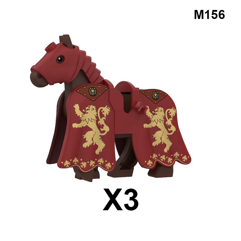 Military Building Blocks Medieval Solider Knights Equipments Mount War-Horse Wolf Flag Vests Shields Fiery Dragon Mini Brick Toy