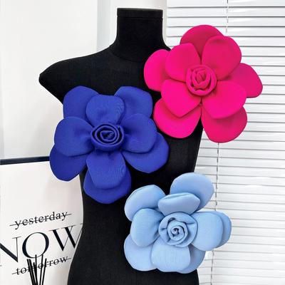 Soft 22cm Camellia Brooch 3D Formal Dress Badge Fashion Large Flower Corsage  Girls