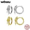 WOSTU Vintage 925 Sterling Silver Dragon Hoop Earrings Women 18K Gold Lucky Gothic Animal Dragon Punk Hoops Cool Birthday Gift