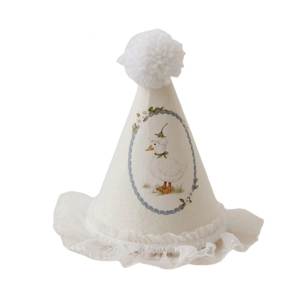 Cute Headwear Birthday Hat Lace Photo Props Birthday White Hat Princess Style Flower Blue Hat Girls