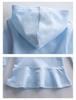 Children's Rainbow Cartoon Hooded Sweatshirt Dress with Ruffle Skirt, Pure Cotton, Long Sleeve 