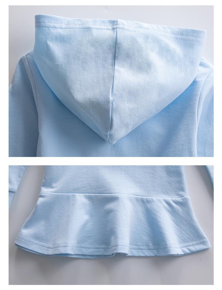 Children's Rainbow Cartoon Hooded Sweatshirt Dress with Ruffle Skirt, Pure Cotton, Long Sleeve 