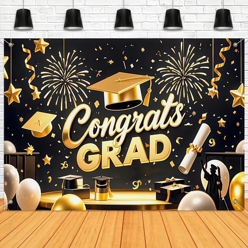 Graduation Banner Backdrop 2025 Graduation Party Decorations Congratulations Graduate Banner 71x43 Inches Outdoor Decor Yard Signs for Celebration