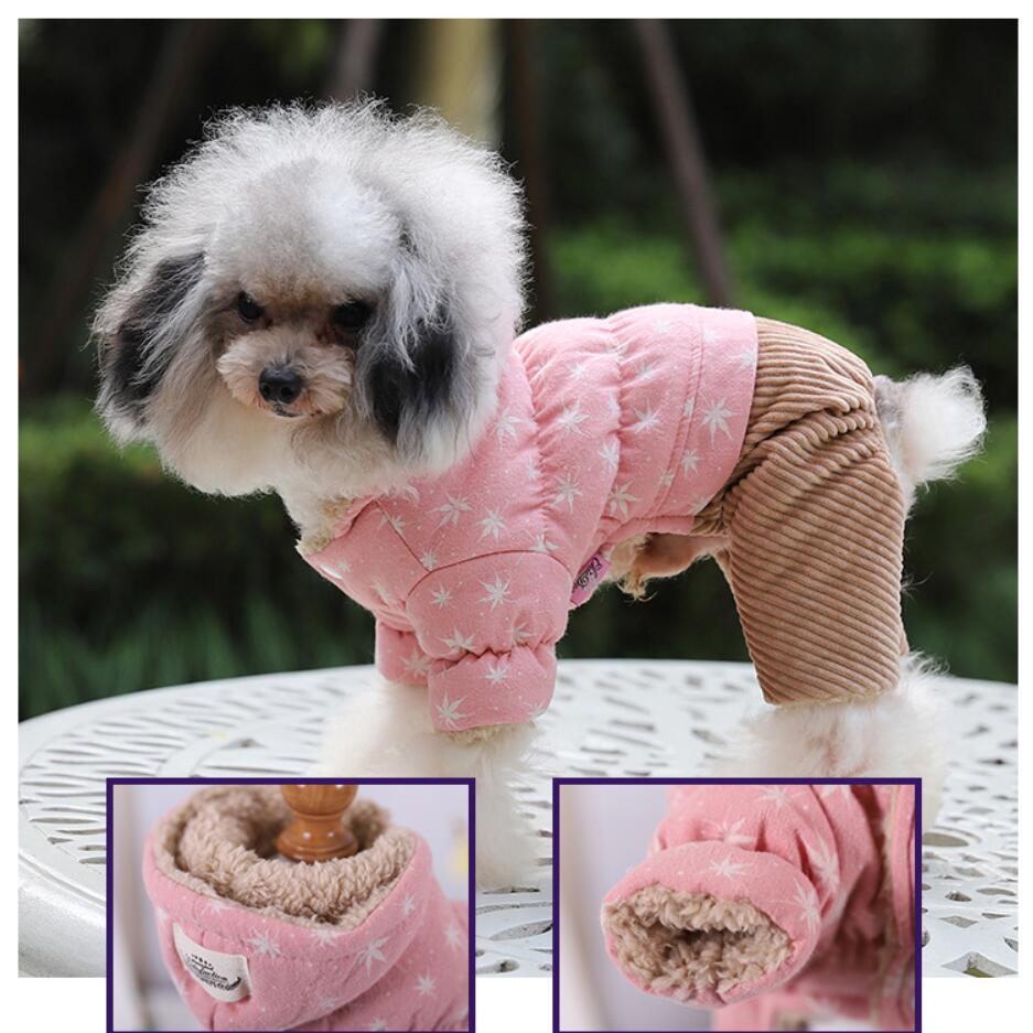 Corduroy Warm Fleece Teddy Pet Overalls Winter Dog Clothes Dog Jumpsuit Pet Cat Clothing