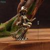 Vintage Brass Witch On Broom Figurine,Magic Moon Witch Ornament Home Decor Statue