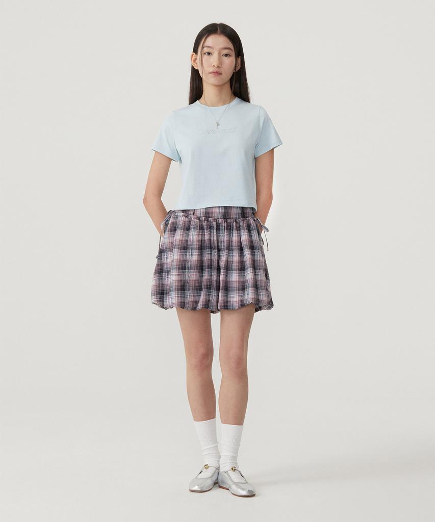 Covernat Woman Balloon Mini Skirt Check