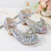 2025 New Summer Girls' Princess Sandals - Soft Sole Butterfly Crystal High Heels for Kids