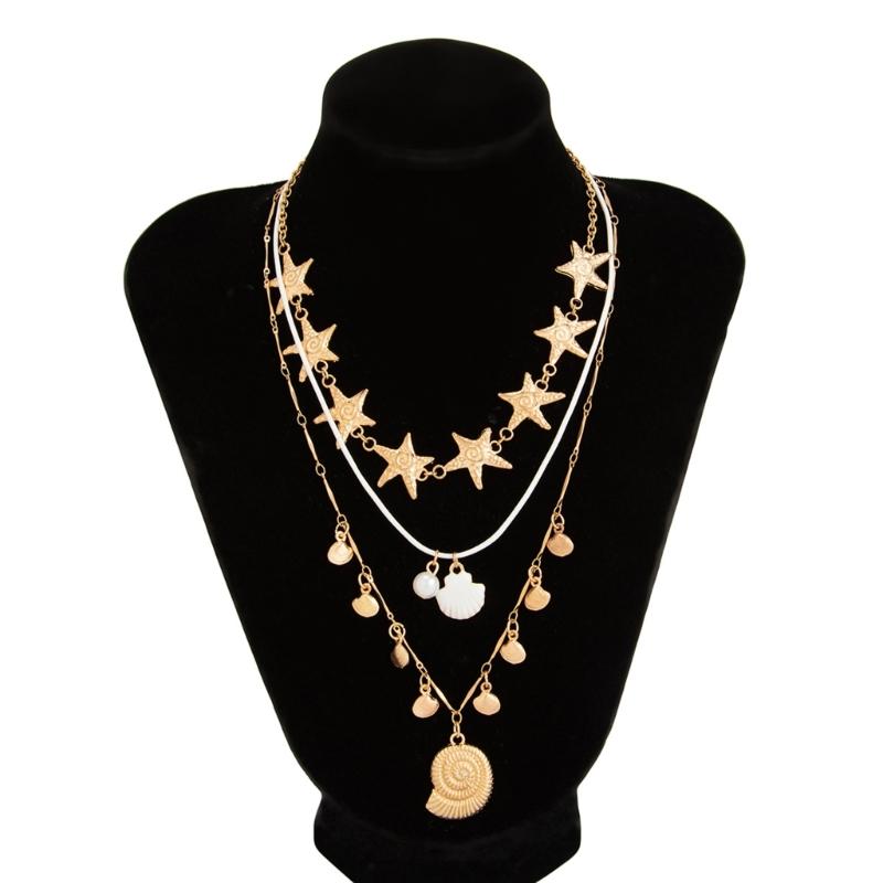 Elegant Clavicle Chain With Shell and Starfish Charm Casual Bohemian Jewelry for Daily Wear or Holiday Outfits