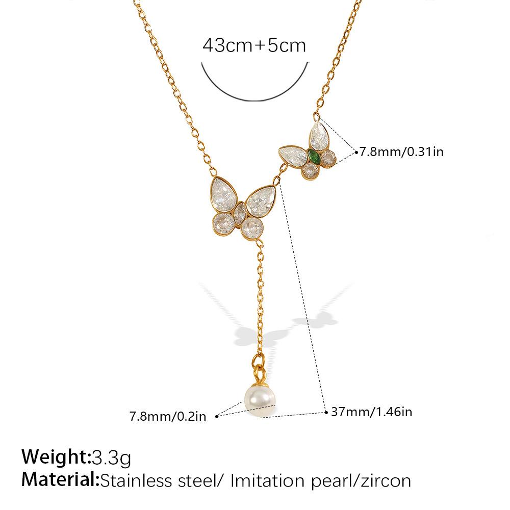 Beautiful Niche Design Double-Layer Pendant Necklace Stainless Steel Gold-Plated Love Pendant Necklace Women