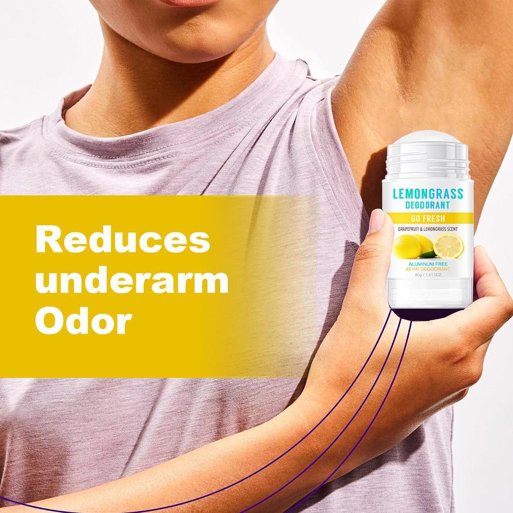 Deodorant Stick cu Lemongrass - Oferă protecție de lungă durată împotriva mirosurilor și umezelii, hidratează și calmează pielea - Potrivit pentru femei, 40g