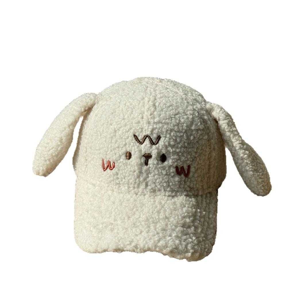 Korean-style women's autumn and winter lamb wool baseball cap, makes the face look smaller, with cute long ears, versatile and warm, suitable for