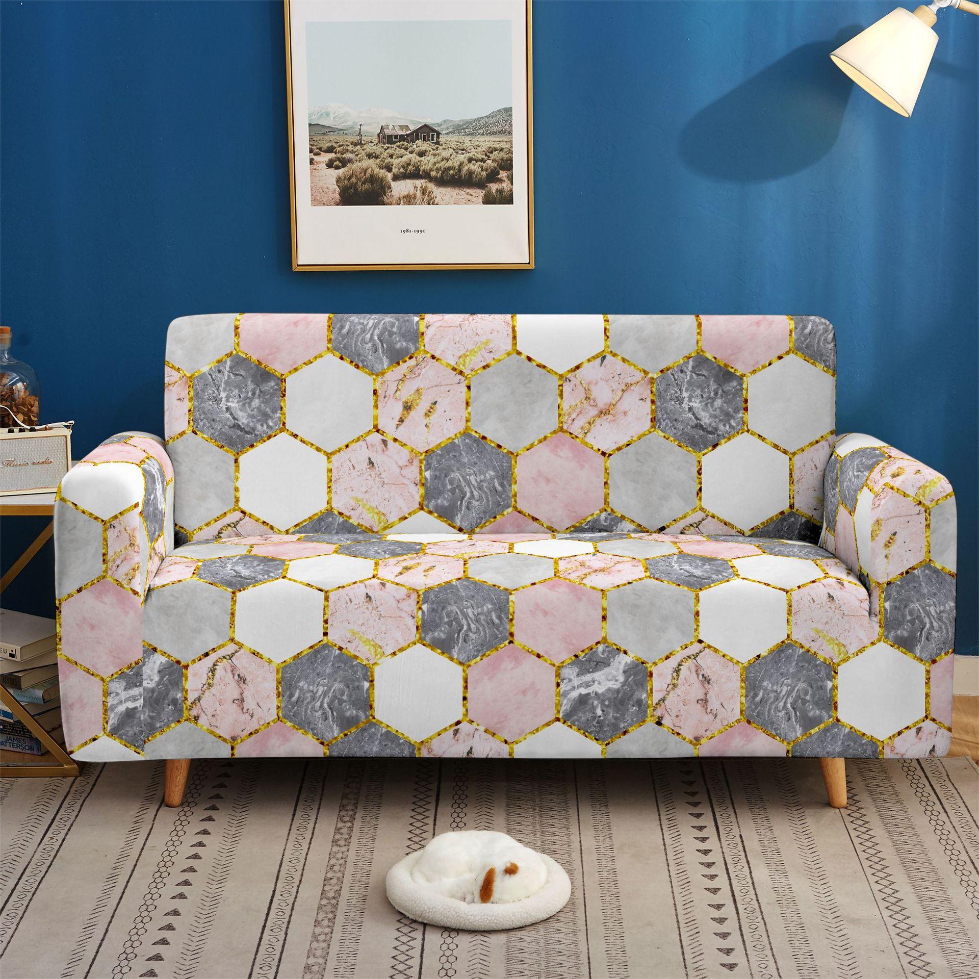 Elastic All-Inclusive Sofa Cover Geometric Pattern Multi-Person Combination Sofa Cover Lazy Sofa Cover 90 * 140cm one seat