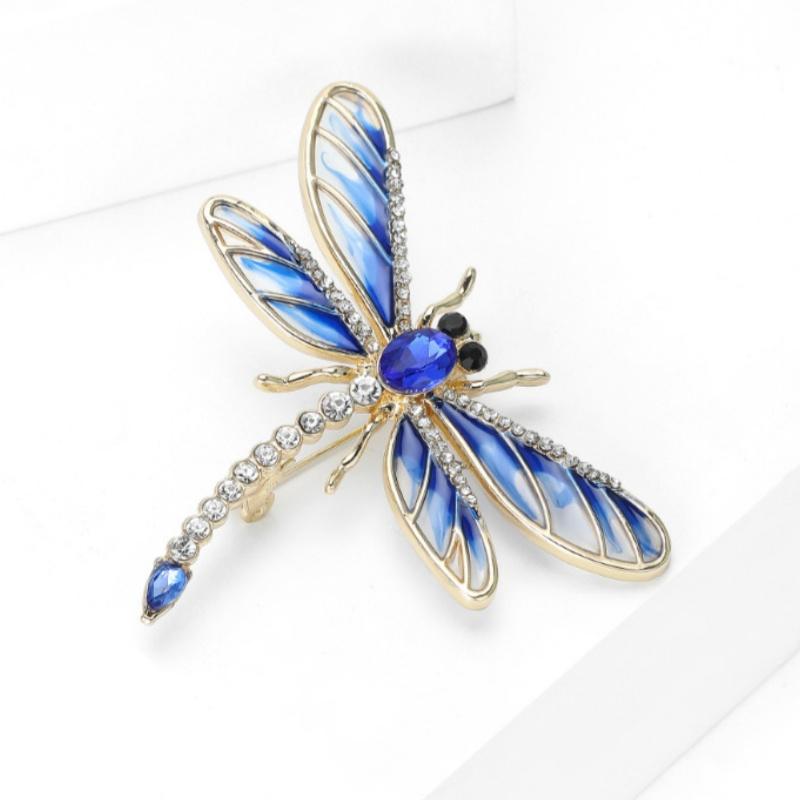 Fashion Alloy Enamel Dragonfly Brooch High-End Versatile Rhinestone Animal Brooch Women'S Clothing Corsage Jewelry Accessory