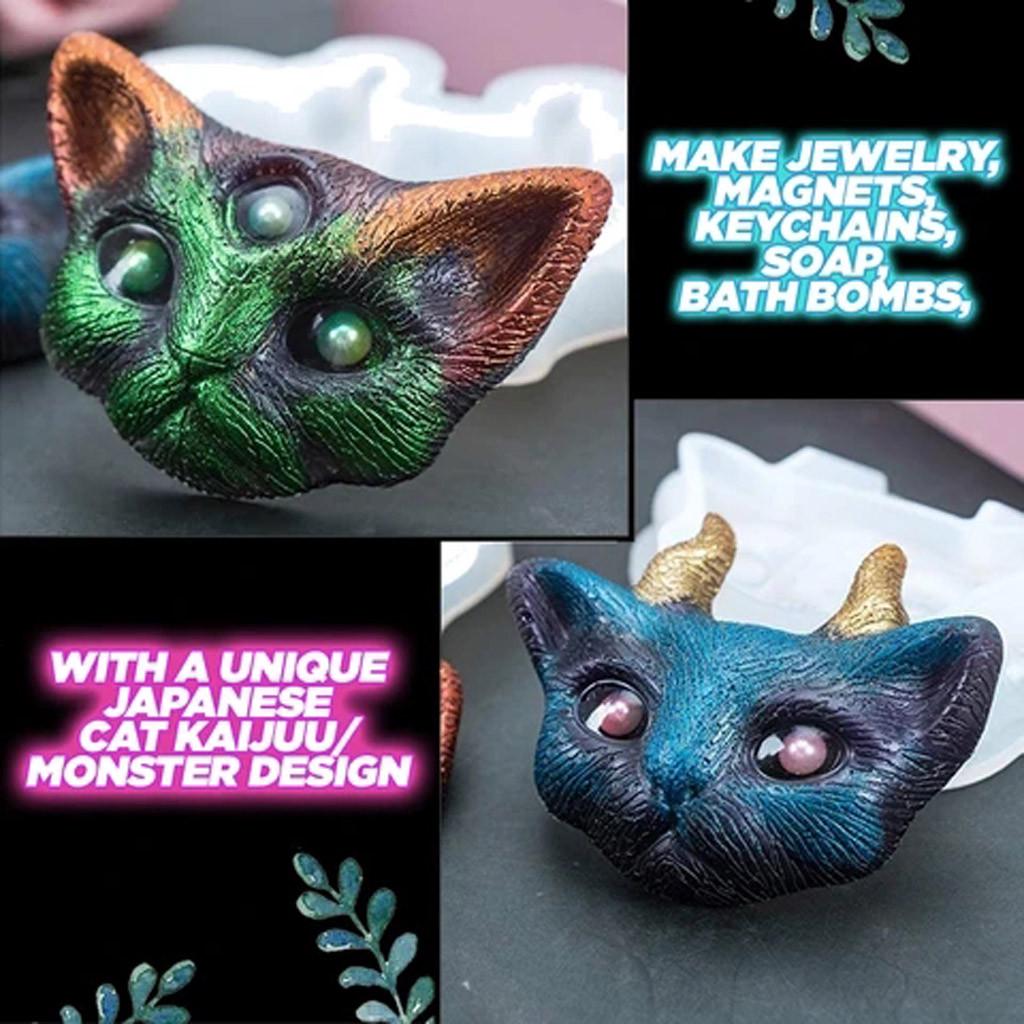 

Кристаллическая эпоксидная форма DIY ювелирные изделия трехглазая голова кошки силиконовые подарочные поделки прозрачный