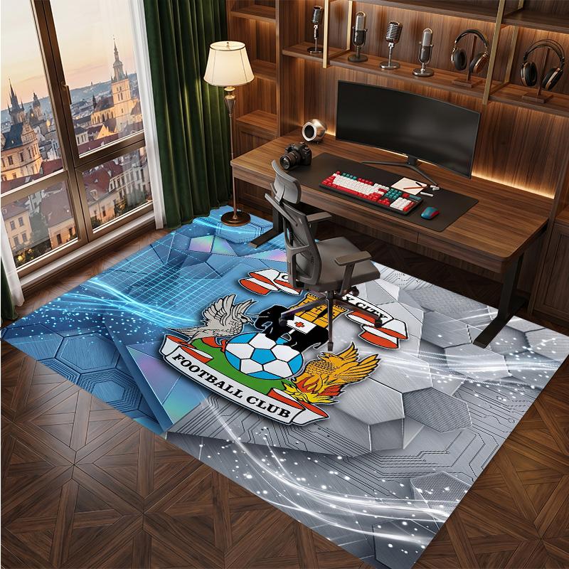 Coventry City Football Print Crystal Velvet Rug, Comfortable Water Absorbent Non Slip Indoor Floor Carpet