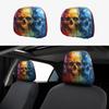 JEJEA Color Skull Print 2 Pcs Car Seat Headrest Covers Protect Decorative Accessories for Car, Van, Truck