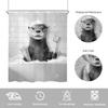 Funny Otter In Bathtub Printed Shower Curtain Black White Wildlife Artwork For Bathroom Decor