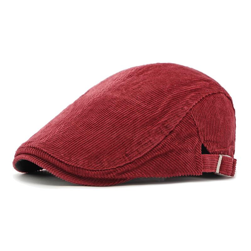 Retro Distressed Corduroy Beret: Unisex Autumn/Winter Duckbill Newsboy Cap