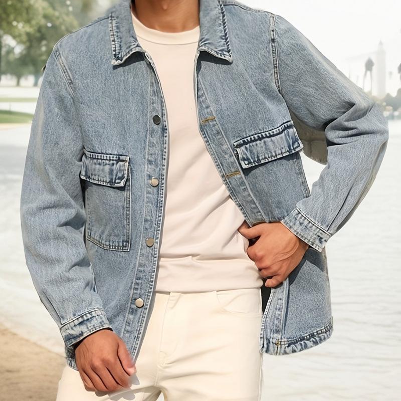 2025 Unisex Loose Fit Denim Jacket - European & American Style Small