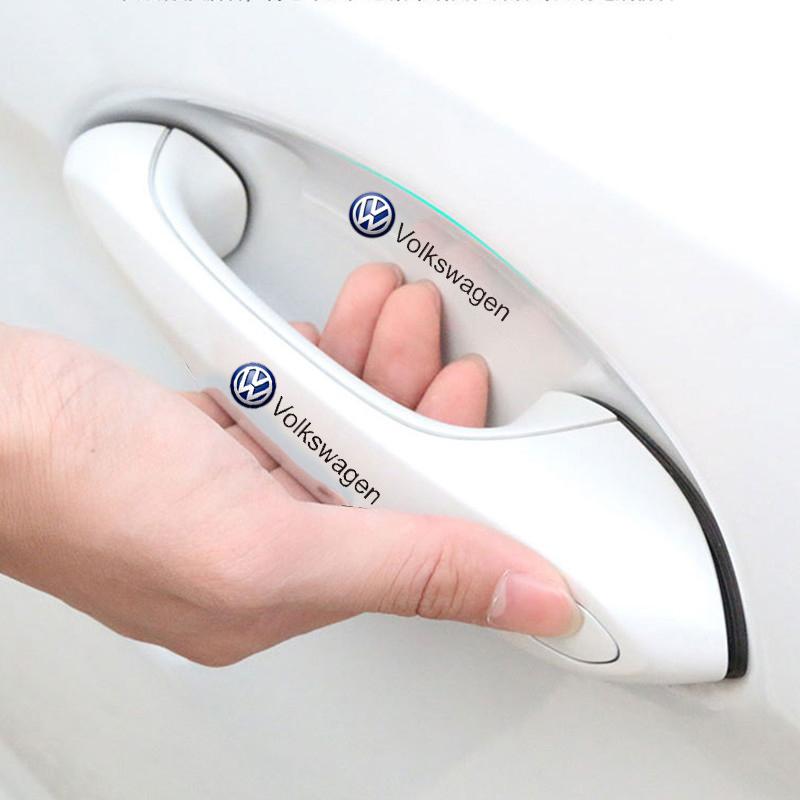 SVLHP1 8Pcs Transparent Car Door Bowl Logo Door Handle Cup Protector Film Sticker for VW Volkswagen Golf 6 Rline GTI Bora Passat Jetta