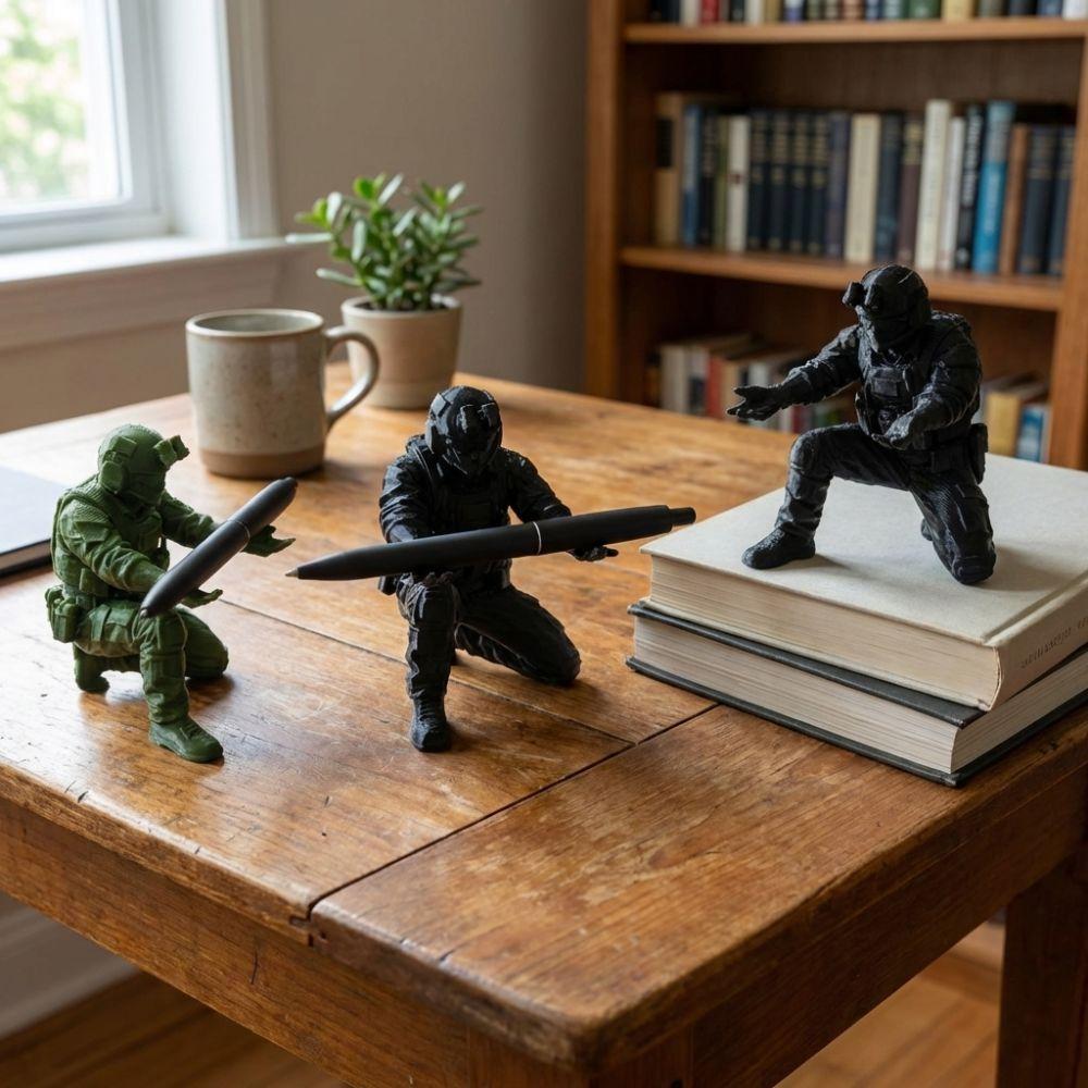 Porta Bolígrafos Único de Soldado Figura de Fuerzas Especiales de Plástico Soporte para Bolígrafos Impreso en 3D Papelería Lápices Organizador de Escritorio Decoración de Escritorio